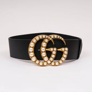 A Leather Belt with opulent Buckle 'GG'