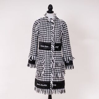 A Lana Houndstooth Coat in Black and White