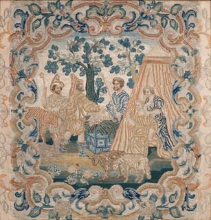 A Baroque Embroidery with Biblical Scene
