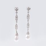 Paar Jugendstil Diamant-Perl Ohrhänger