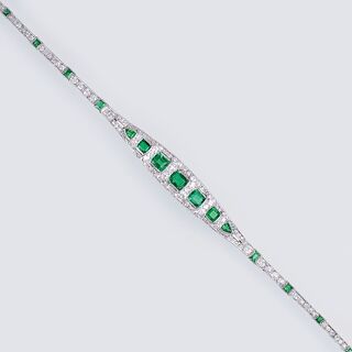 A highquality Art-déco Emerald Diamond Bracelet