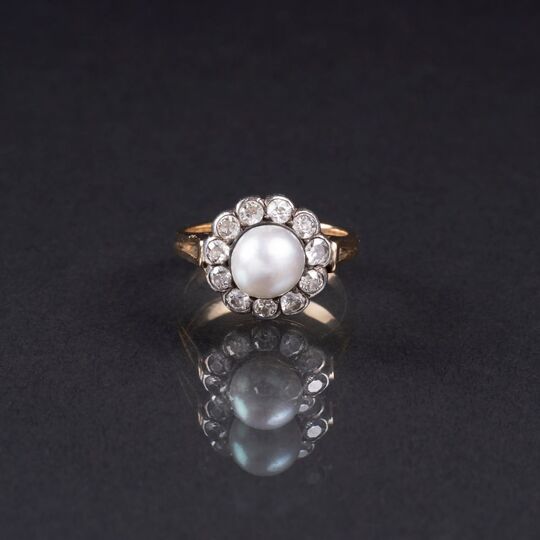 Antiker Perlen-Diamant-Ring
