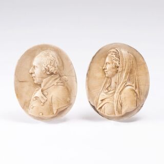 Pair of 'Lady and Gentleman' Portrait Plaques