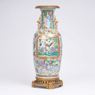 Große Kanton-Vase mit Bronzemontierung