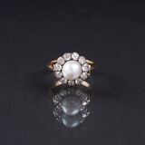 Antiker Perlen-Diamant-Ring - Bild 1