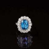A Diamond Ring with Natural Sapphire - image 1