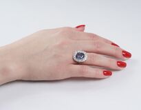 A Diamond Ring with Natural Sapphire - image 2