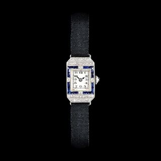 Art-déco Damen-Armbanduhr mit Edelstein-Besatz