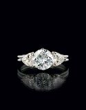 A Exceptional White Solitaire Diamond Ring with Triangle Diamonds - image 1