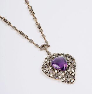 An Art-Nouveau Amethyst Diamond Necklace  'Mode de la Renaissance'