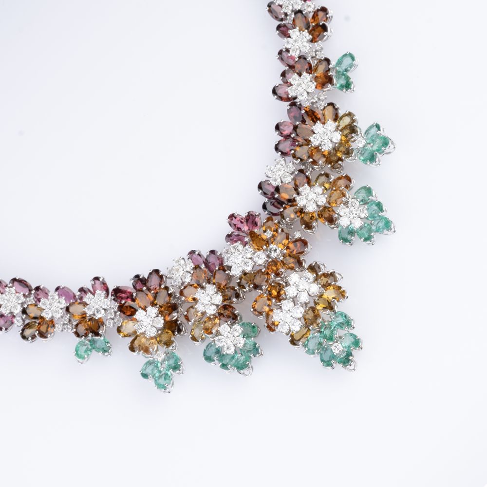 A highcarat, colourful Precious Stones Necklace 'Fiori Umbri' - image 2