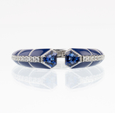 An extraordinary Lapis Lazuli Bangle Bracelet with colour-intensive Tanzanites and Diamonds - image 1