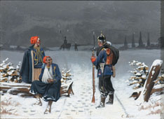 Winterszene aus dem deutsch-französischen Krieg 1870/71