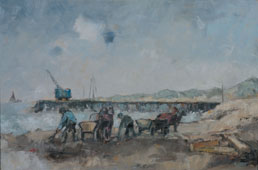 "Working people in a harbour"