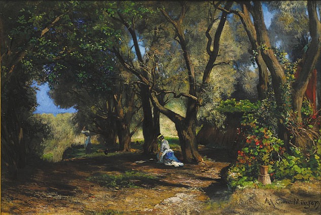 Two women in a country-park near Cannes