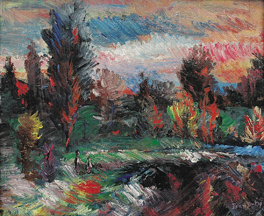 "A landscape in autumn with figures"