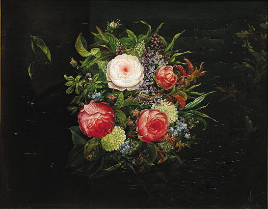 A stillife with roses, forget-me-not and other flowers