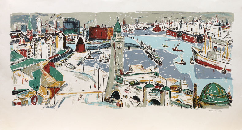 Tom Hops - "A large prospect of the harbour of Hamburg" "A large prospect of the harbour of Hamburg"