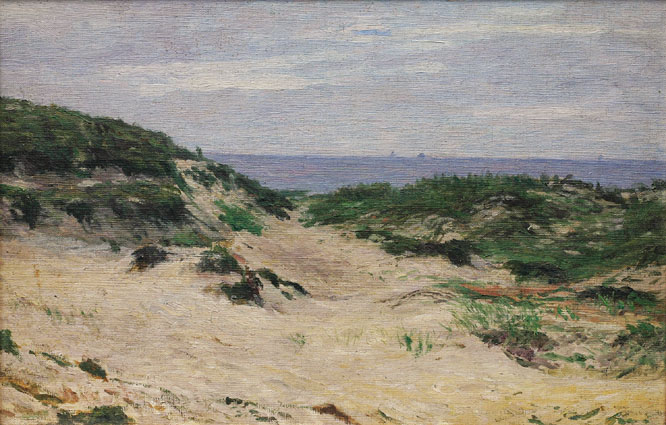 A dune landscape, the sea beyond