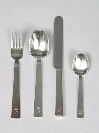 A rare Hamburg silver cutlery of Art-Déco period for 12 persons