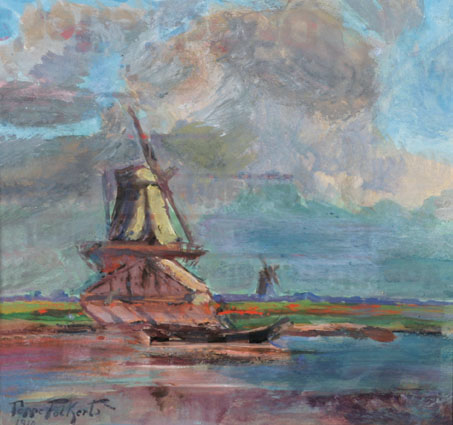 "A landscape with two windmills on Norderney"
