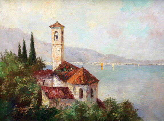G. Stadler, München, 20. Jh. - A monastery at the Garda Lake A monastery at the Garda Lake