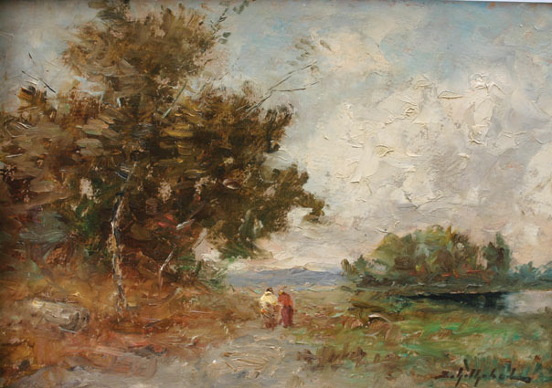 Landscapes with figures near Hamburg-Harburg   -   A pair