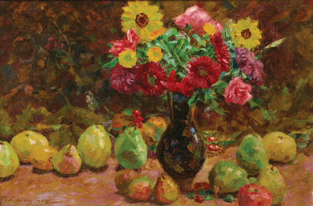 A flower-and-fruit-stillife