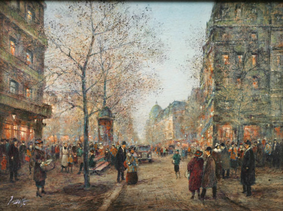 Paris: a Boulevard in the sunset