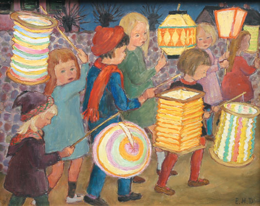 A nightly procession of children with lanterns