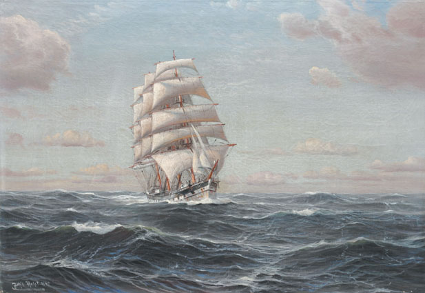 A white clipper in the ocean