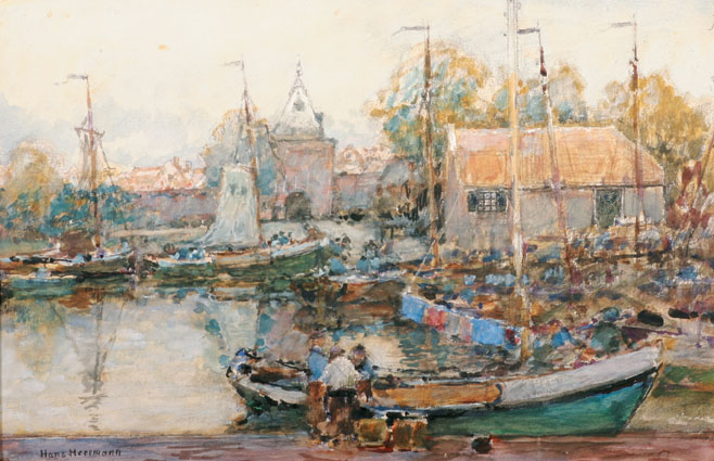 Lively harbourscene in Elburg, Netherlands