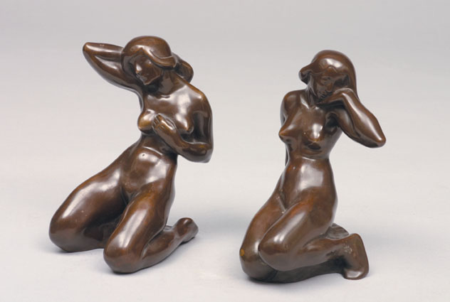A pair of modern bronze figures 'female nudes'