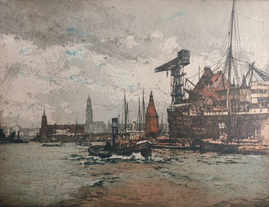 A prospect of the harbour of Hamburg