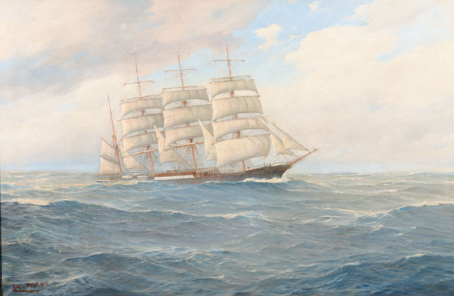 Four-mast-sailship 'Peking' on the Ocean