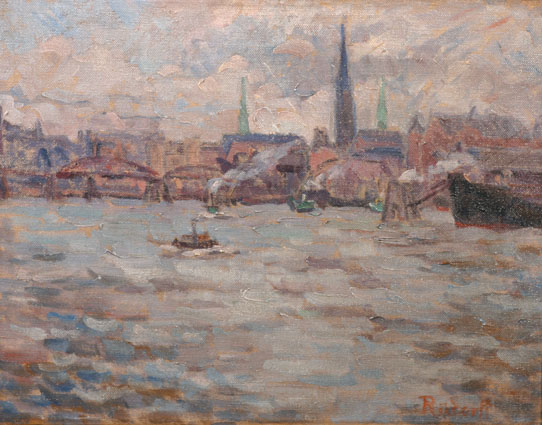 An impression of the harbour of Hamburg