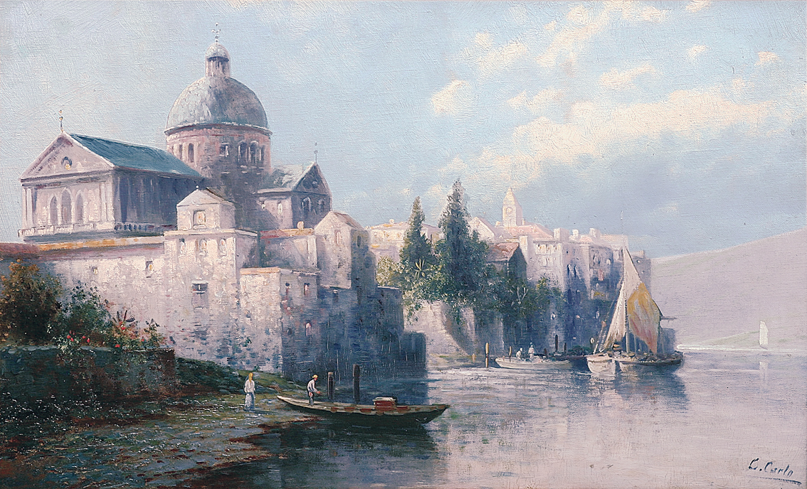"Prospect of an italian town at the water"