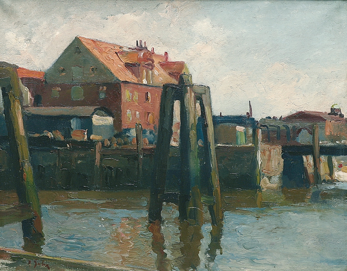 "A partial view of the harbour of Hamburg"