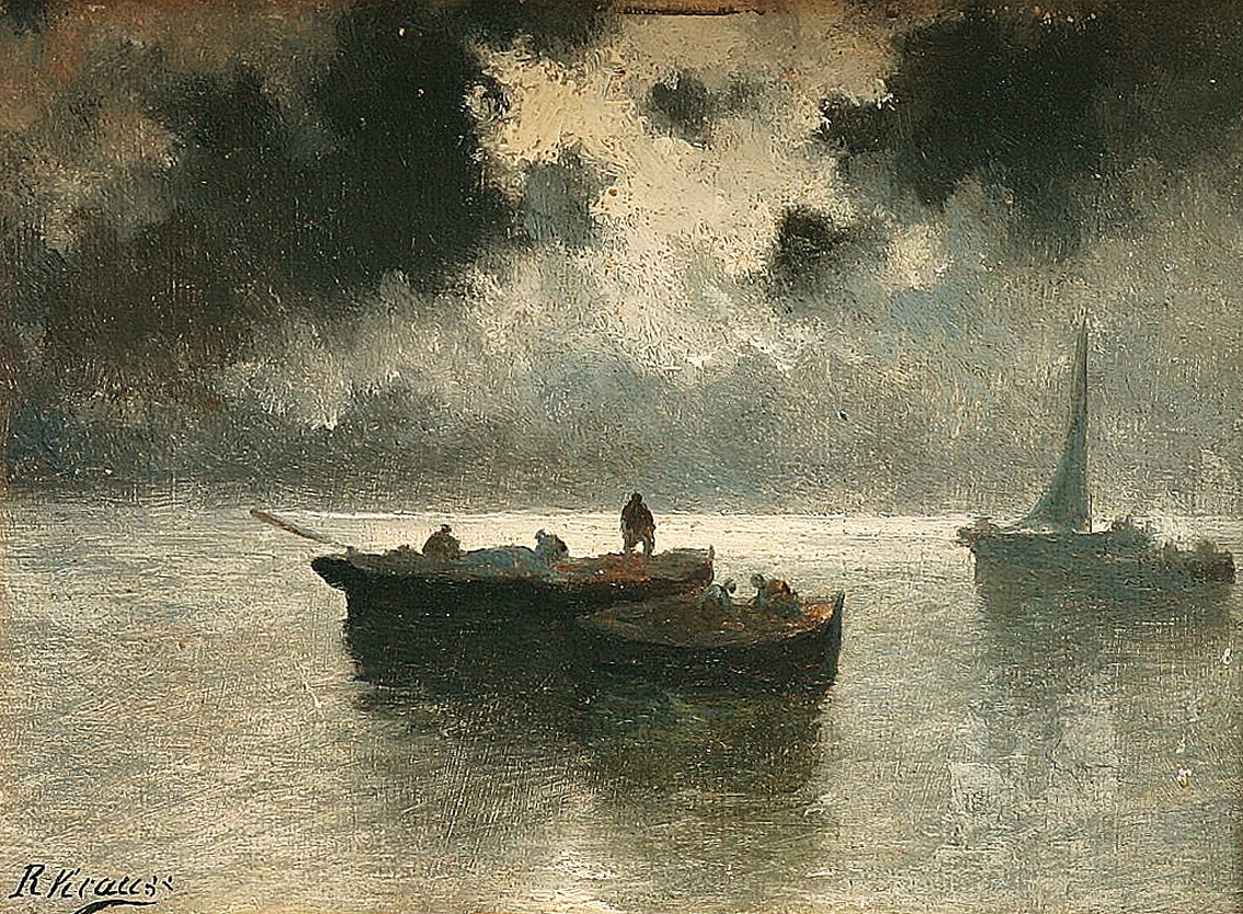 Fischerboote im Mondlicht