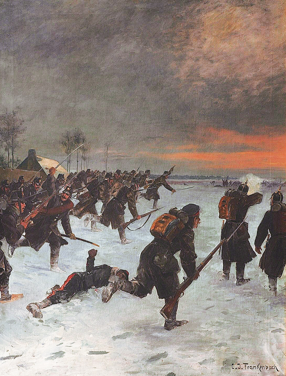 "Deutsch-Französischer Krieg 1870/71"   -   Folge von 4 Gemälden