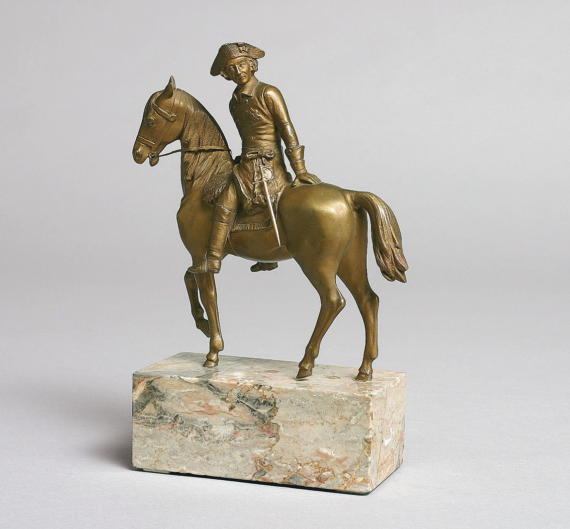 Kleine Bronze-Figur 'Der Alte Fritz zu Pferd'