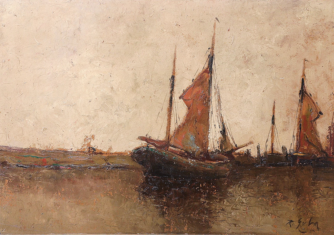 "A fishing port at the Elbe"