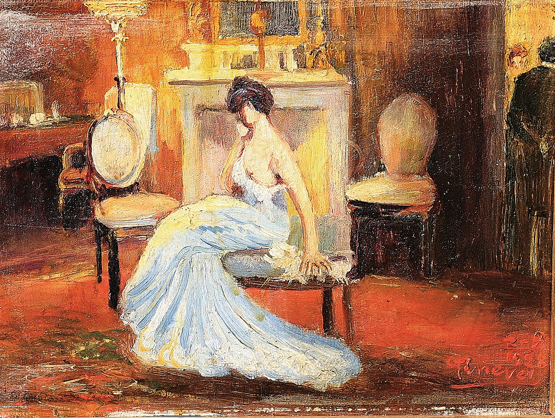 A young Lady in an elegant living room