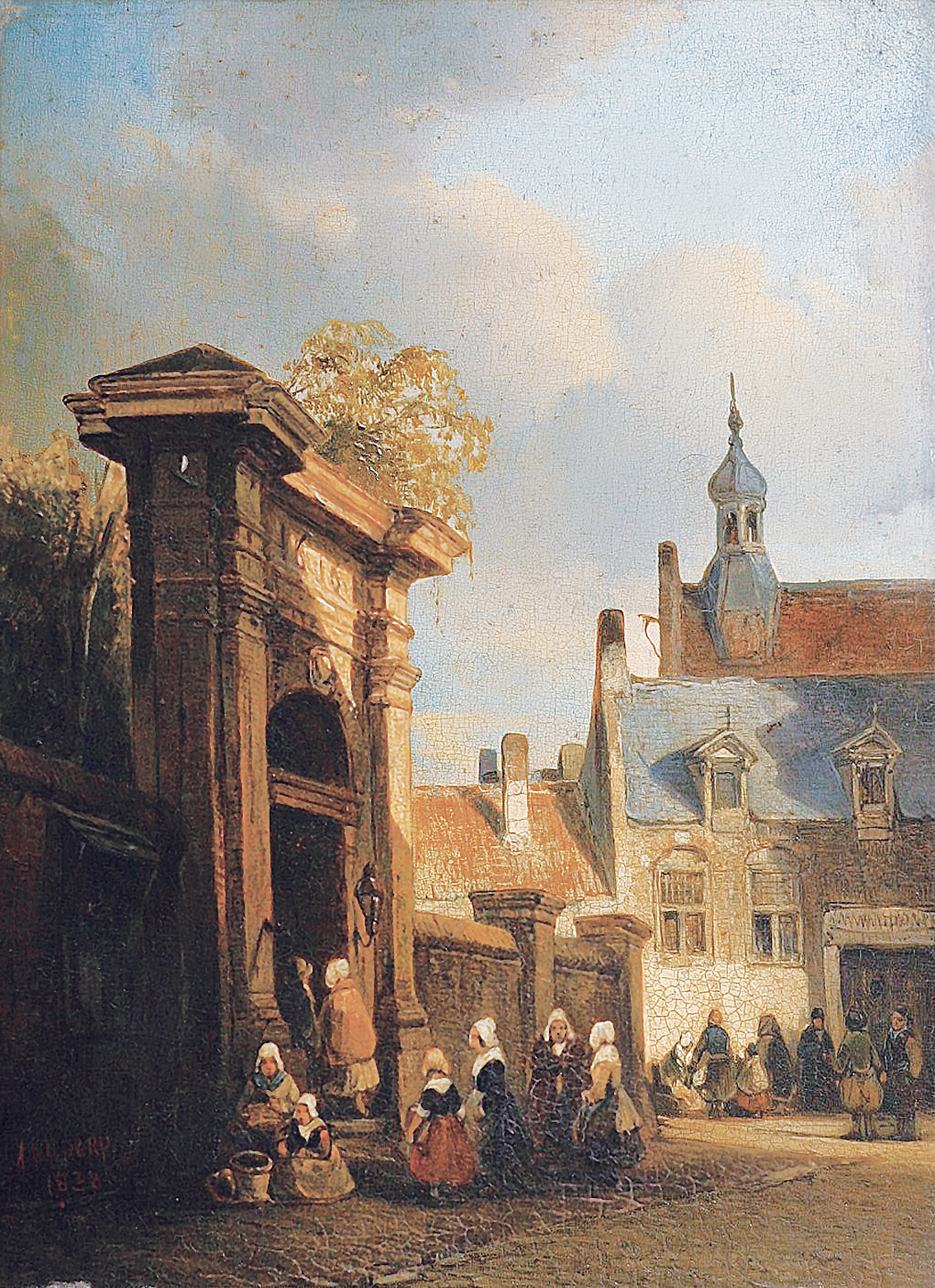 "A partial prospect of Den Haag, with figures"