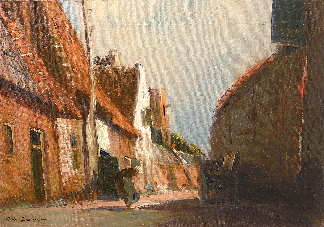 Hermanus Cornelis de Zeeuw - "A street scene with figures" "A street scene with figures"