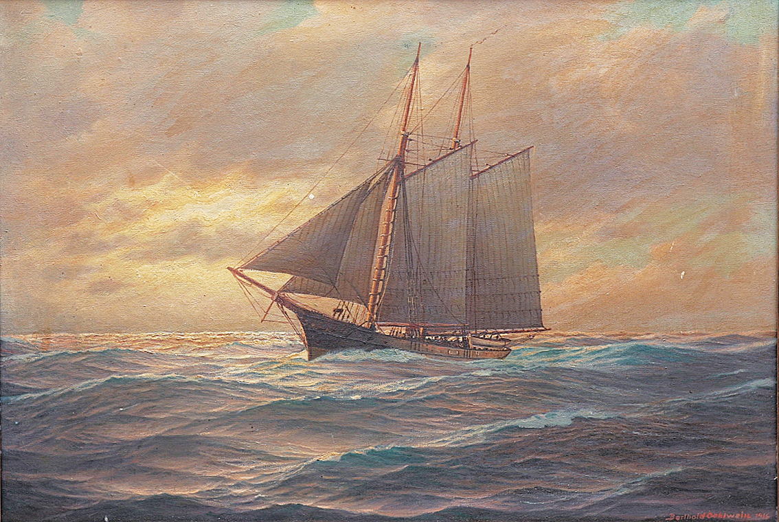 A schooner on sea