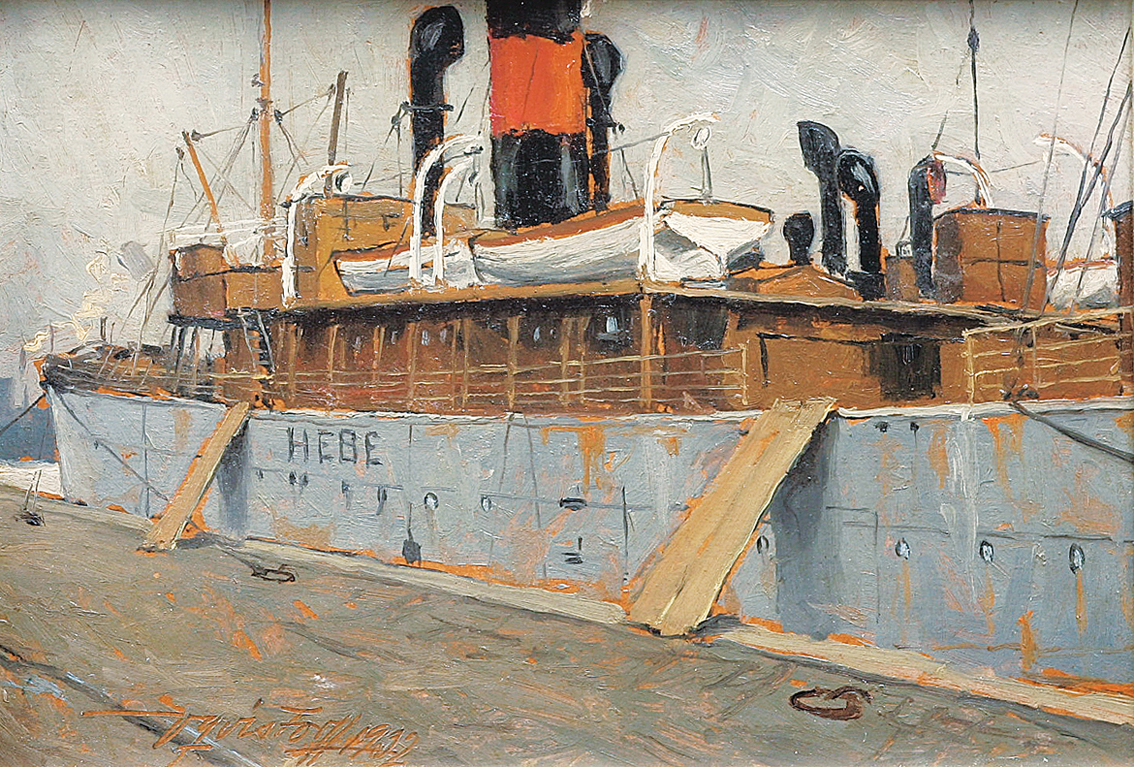 "Steamer 'Hebe' at the quay-wall"