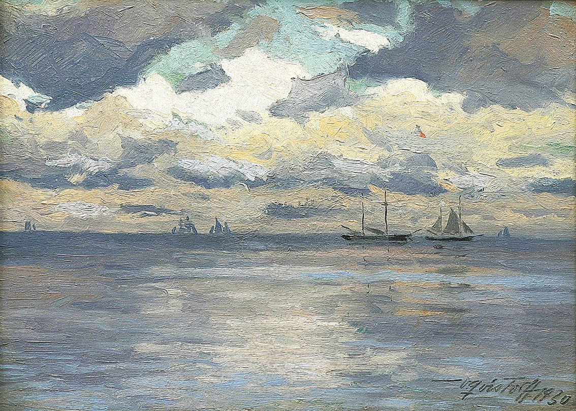 "Shipping under clouds in a danish evening"