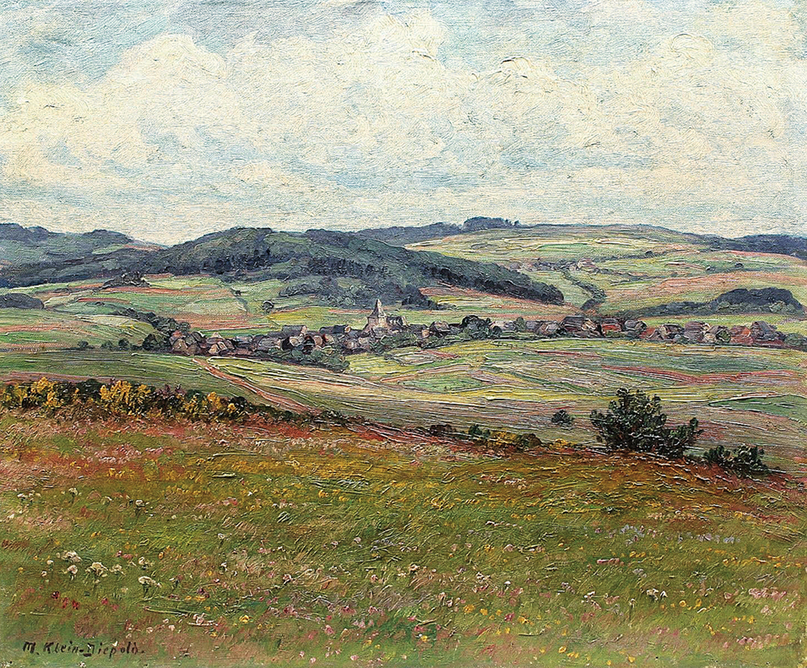 "Eifel-Landschaft mit fernem Dorf"