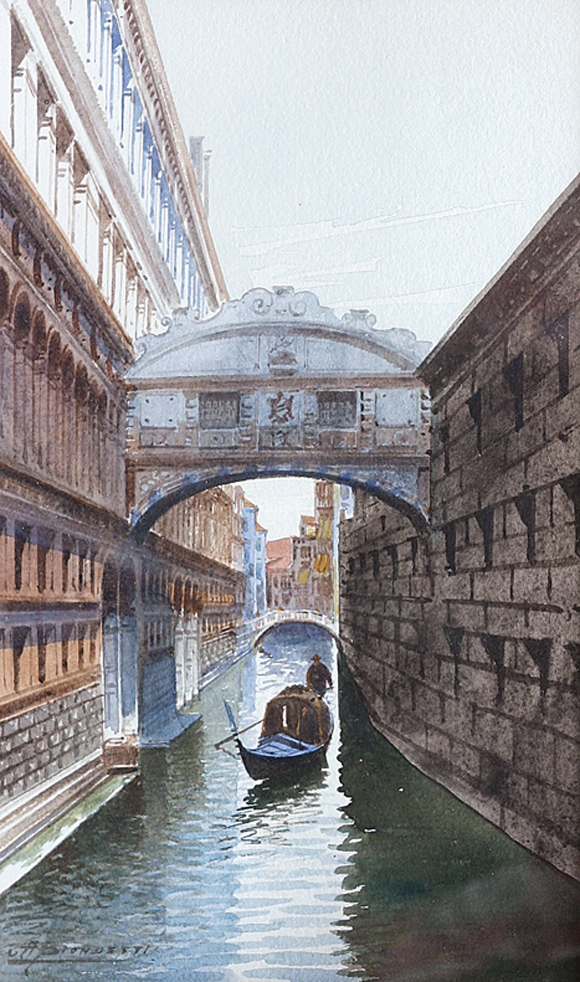 "Venice: 'Ponte sospiri' and a gondola"